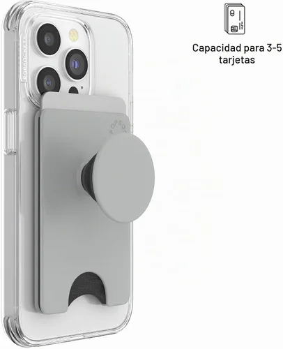 Vista 4 de Cartera para teléfono PopSockets con soporte expandible, tarjetero para teléfono - Gris tecnológico Gris(Tech Grey)