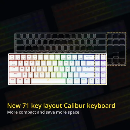 Vista 2 de DREVO Calibur V2 TE RGB - Teclado mecánico para juegos con cable 60%, compacto de 71 teclas, funciona para PCMac, USB tipo C desmontable