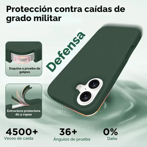 Vista 6 de GolbinBox - Funda magnética para iPhone 17, funda de silicona, color verde Compatible con MagSafe, protector de pantalla + protector de lente