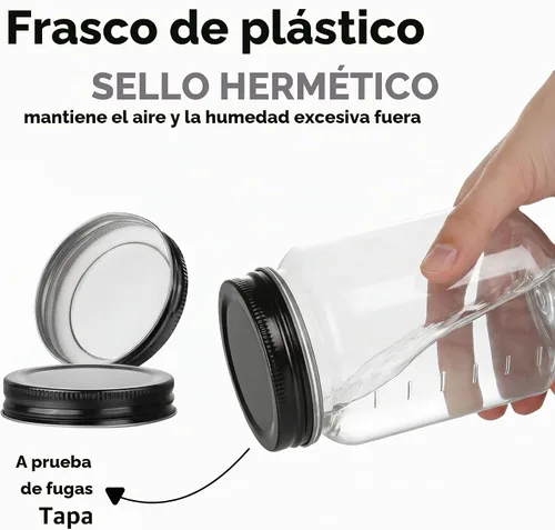 Vista 3 de novelinks Tarros de plástico transparente de 16 onzas con tapas y tapas