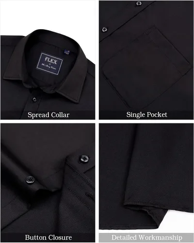 Vista 4 de J.VER Camisas de vestir de manga corta para hombre con bolsillo, camisas casuales con botones, camisa de negocios sin arrugas