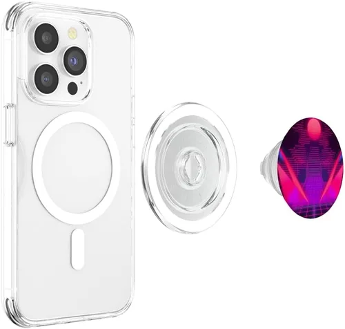 Vista 4 de Retrowave 80s Vaporwave Retro Synthwave PopSockets MagSafe PopGrip for iPhone