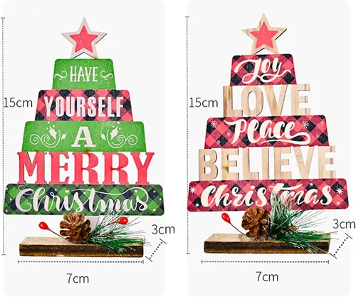 Vista 8 de Decoración de mesa de Navidad de madera, decoración de mesa de Navidad, decoración de árbol de Navidad de pie de madera, adornos de Navidad 2022