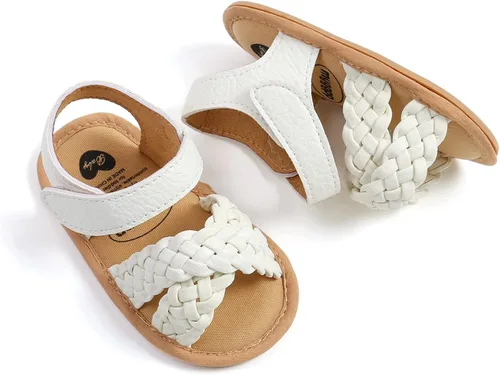 Vista 5 de RVROVIC Sandalias de primera calidad para bebés, niños y niñas, suela de goma antideslizante suave, zapatos de verano al aire libre para niños