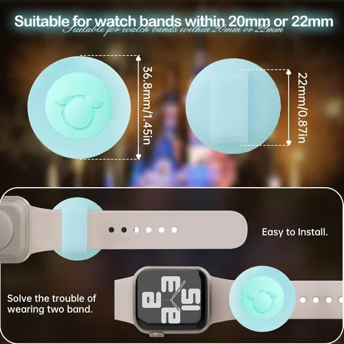 Vista 5 de Compatible con el adaptador de soporte de banda mágica de Disney, suave y elástico, accesorios de reloj tradicionales compatibles con Disney Parks 1