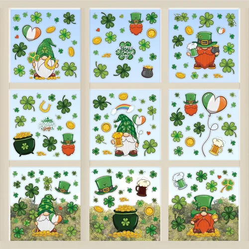 Vista 12 de WALPLUS Decoración de primavera para ventana de conejito de Pascua, decoración de primavera, de verano, reutilizable, para despegar y pegar