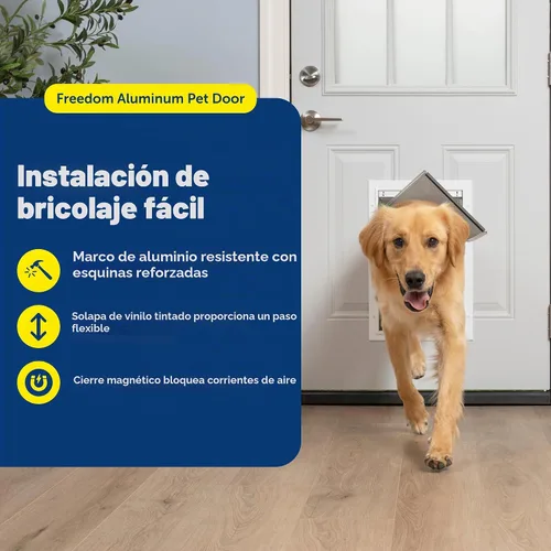 Vista 2 de Puerta de aluminio para mascotas PetSafe Freedom - Marco duradero - Pequeña, mediana, grande, extragrande