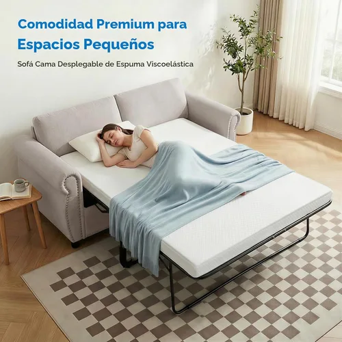 Vista 6 de Mjkone Sofá cama extraíble con colchón de espuma, tamaño matrimonial