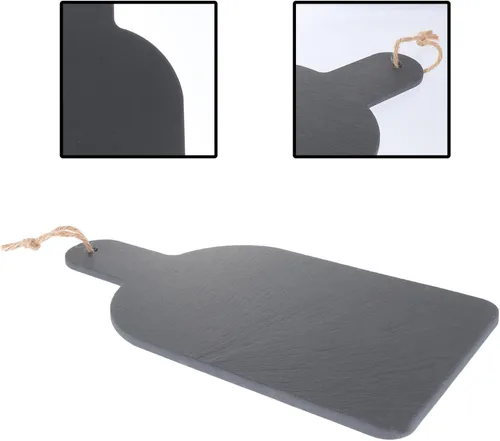 Vista 8 de Luxshiny Tabla de queso de pizarra, platos de piedra para charcutería, plato de queso, tabla para servir sushi, sashimi, plato de carne con asa