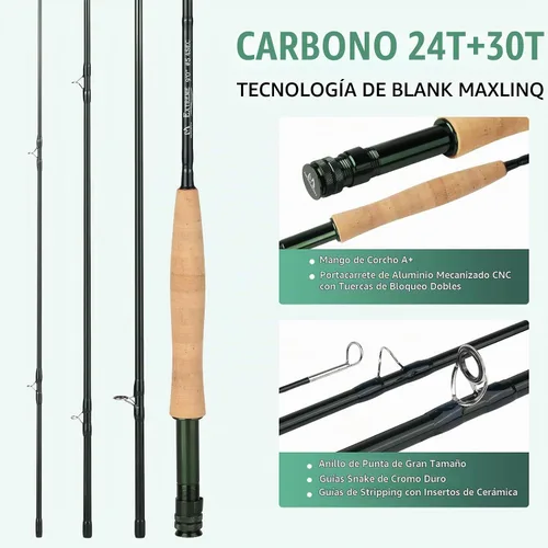 Vista 2 de M MAXIMUMCATCH Maxcatch Extreme Kit Combinado de Pesca con Mosca 3/5/6/8 Peso, Equipo de Caña y Carrete de Mosca para Principiantes, con Estuche