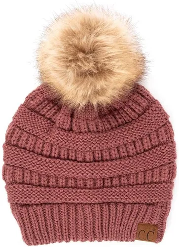 Vista 134 de Gorro unisex liso con pompón y ribete (HAT-43) de C.C Hatsandscarf Exclusives Marfil