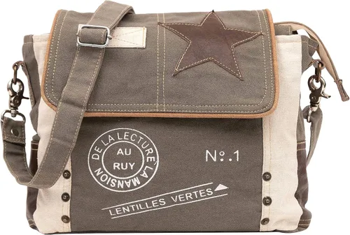 Vista 5 de Shy Shy Leather Star Shoulder Bag, Adjustable Handle, Canvas Crossbody Bag