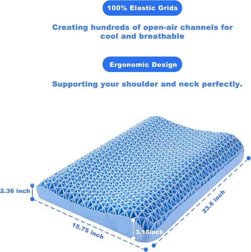 Vista 3 de Berklan Almohada para dormir con refuerzo ajustable, 100% rejilla elástica, ergonómica, de apoyo para el cuello, almohada de gran