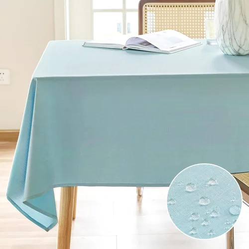 Vista 12 de AUSSPVOCT 2 manteles de lino texturizado para mesa rectangular, 52 x 70 pulgadas, mantel rectangular impermeable, lavable, tela para mesa