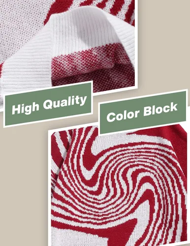 Vista 65 de ZAFUL Y2K - Suéter casual con estampado de llama estética para hombre, suéter de punto holgado, manga larga, cuello redondo