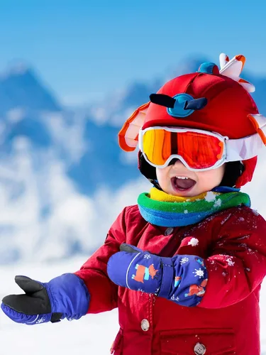 Vista 2 de Manoplas de esquí para niños, guantes de invierno impermeables para nieve, guantes cálidos y resistentes al viento para niños y niñas