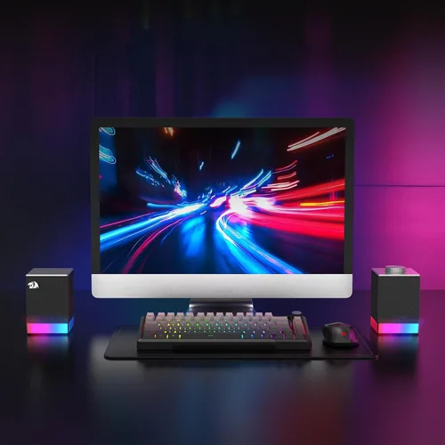 Vista 9 de Redragon GS517 RGB - Altavoz para juegos de PC, BT 5.3 y conectividad dual USB 2.0 Stereo Enhanced Sound Desktop Computer Speaker, 8 RGB Lighting