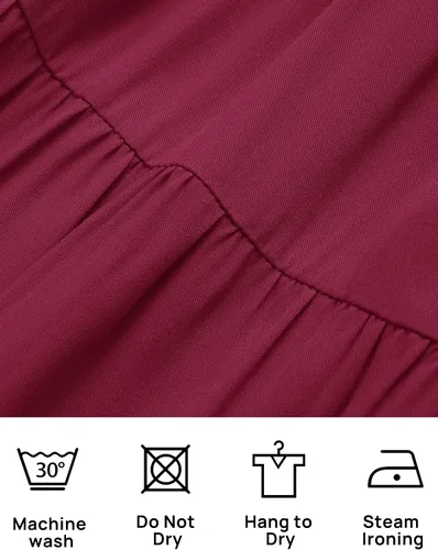Vista 40 de ZESICA - Vestido largo, bohemio y sexy, con hombros descubiertos y manga larga fruncida, con elástico fruncido, cintura alta y abertura lateral