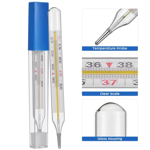 Vista 6 de MAGICLULU 2Pc Termómetro de Vidrio Oral para Adultos, Lectura Rápida de Fiebre, Indicador de Temperatura (℃ Grande) (Paquete de 4)
