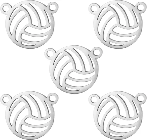 Vista 15 de kkjoy 5 dijes de bola deportiva de acero inoxidable para hacer joyas y manualidades, varios dijes, suministros de manualidades, accesorios