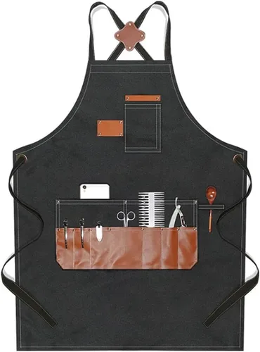 Vista 15 de boshiho Delantal de pintura para adultos, hebilla ajustable, delantal de peluquero con bolsillos para mujeres/hombres/unisex, delantal de trabajo