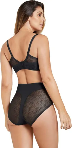 Vista 3 de Leonisa Ropa interior con control de abdomen para mujer bragas moldeadoras de encaje transparente de cintura alta