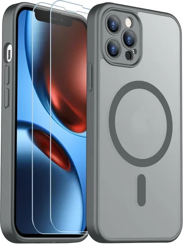 Vista 140 de SPIDERCASE Funda magnética translúcida diseñada para iPhone 11, con 2 protectores de pantalla de vidrio templado, antihuellas, para iPhone 11 de 6.1