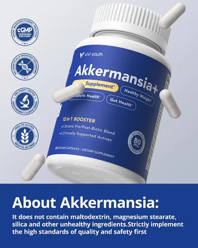 Vista 9 de Akkermansia Muciniphila - Suplemento probiótico con 80 mil millones de prebióticos probióticos EGCG liberación retardada, metabolismo, salud