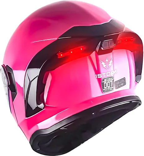 Vista 11 de 1Storm Nuevo Casco Modular de Motocicleta con Visera Dual, Protección Solar Completa y Luz Trasera LED Recargable: LED-X90 Flecha Azul