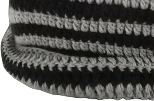 Vista 4 de Gorro de invierno para mujer, cálido, holgado, con orejas de gato, a rayas, con puños, calavera, cálido, para esquí
