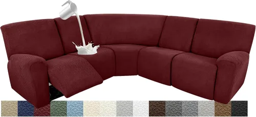 Vista 110 de Fundas para sofá modular reclinable, impermeable, en forma de L, lavable, para sofá reclinable en forma de L, súper elásticas, suaves, para esquinas