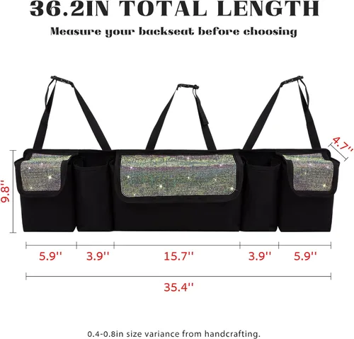 Vista 2 de eing Organizador de maletero de auto y almacenamiento, organizador colgante para asiento trasero para SUV, camioneta, MPV, impermeable, bolsa