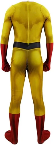 Vista 4 de Saitam - Enterizo de superhéroe para Halloween, traje de una pieza con capa para cosplay
