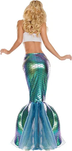 Vista 2 de Party King Disfraz de sirena bajo el mar para mujer, Verde