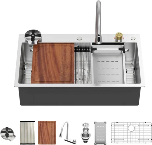 Vista 64 de Fregadero de cocina para exteriores 15 x 15 pulgadas, fregadero de bar de 15 x 15 pulgadas, fregaderos de cocina de acero inoxidable de calibre 16