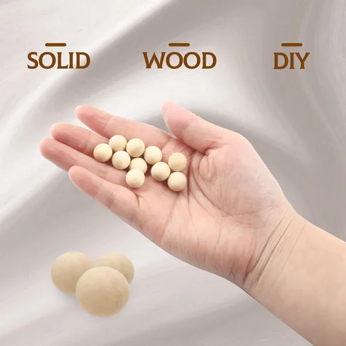 Vista 4 de Uenhoy 100 bolas redondas de madera de 1/2 pulgada (0.472 in), bolas de madera natural sin terminar, esferas de madera para manualidades y proyectos