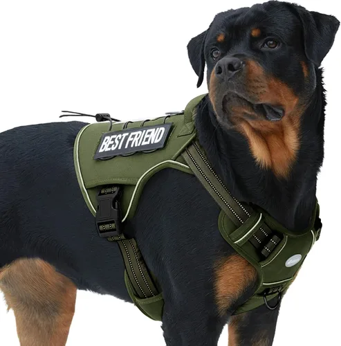 Vista 36 de Auroth - Arnés táctico para perros pequeños y medianos, sin tirones, arnés ajustable para mascotas, reflectante, K9, entrenamiento, trabajo