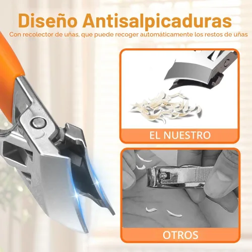 Vista 3 de Cortaúñas con apertura amplia anti-salpicaduras, cortaúñas inclinadas a prueba de salpicaduras de mango largo, cortaúñas para uñas encarnadas