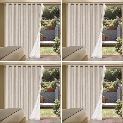 Vista 119 de H.VERSAILTEX Cortinas 100% opacas con aislamiento térmico, texturizadas, de lino, con bloqueo completo de calor y luz, para sala de estar y Negro
