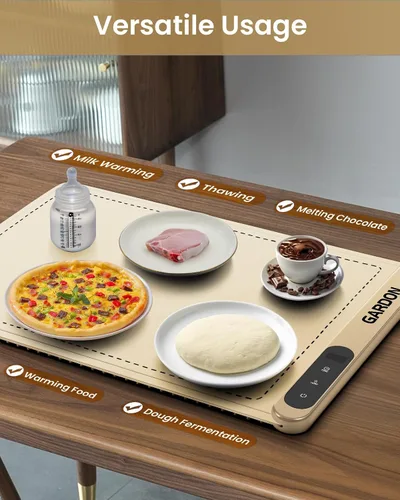 Vista 4 de Gardon Tapete de calentamiento para alimentos – Calentadores de alimentos de 18 x 11 pulgadas para fiestas, bufé, bandeja calentadora eléctrica