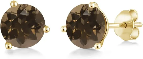Vista 127 de Gem Stone King Aretes de oro de 14 quilates, 0.236 in, piedra natal redonda, Martini, 3 puntas, aretes de oro para mujer