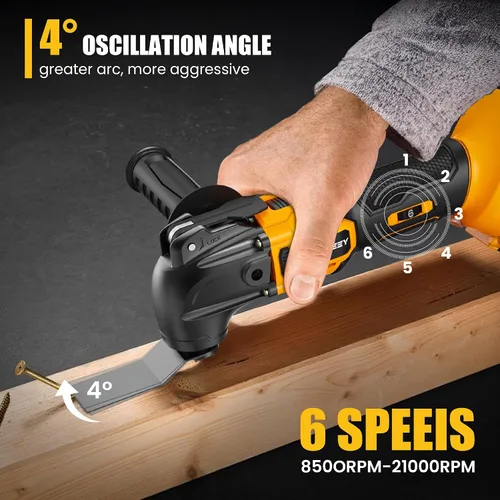 Vista 4 de Kit de múltiples herramientas oscilantes compatible con batería DEWALT de 20 V, herramientas oscilantes inalámbricas con motor sin escobillas, 6