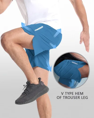 Vista 3 de CANGHPGIN Paquete de 2 pantalones cortos deportivos de entrenamiento para hombre, entrepierna de 7 pulgadas, pantalones cortos de senderismo
