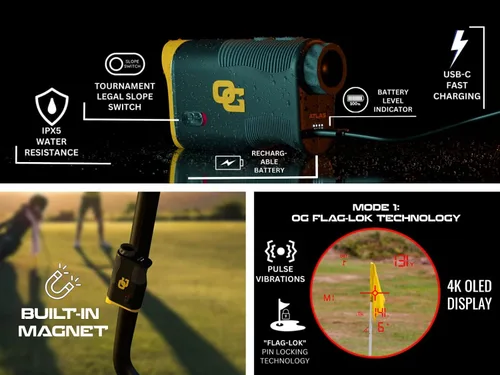 Vista 8 de OMADA GOLF Telémetro Atlas con pendiente Buscador de golf recargable Imán integrado y telémetro de golf resistente al agua