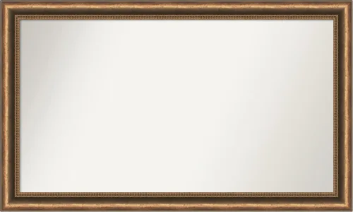 Vista 209 de Amanti Art Espejo de baño de bronce para sobre fregadero, 24 x 24 pulgadas, espejo de tocador cuadrado estrecho de bronce Manhattan, marco de madera