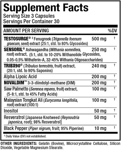Vista 4 de ALLMAX TESTOFX - 90 Cápsulas - Apoya la producción de testosterona - 30 porciones