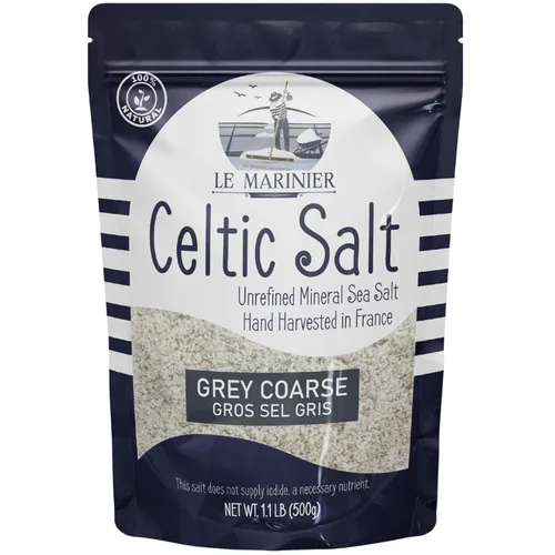 Vista 9 de Le Marinier Sal celta orgánica fina molida, 8 onzas, rica en minerales, 100% natural y sin refinar. Salero rellenable. Sal marina francesa