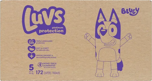 Vista 10 de Luvs Pañales - Tamaño 5, 172 unidades, Bluey Platinum Protection Baby Diaper