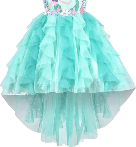 Vista 4 de Sunny Fashion Vestido de niña de las flores Champagne lentejuelas Hi-Low boda dama de honor