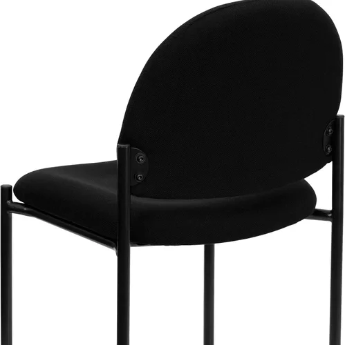 Vista 9 de Flash Furniture Tania Comfort Silla de recepción lateral de acero apilable de tela negra
